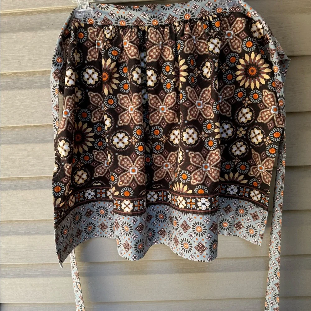 Vera Bradley Canyon Brown Blue What’s Cookin Apron Tie Waist Pockets - Picture 2 of 7